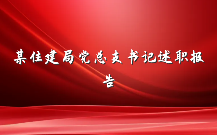 某住建局党总支书记述职报告