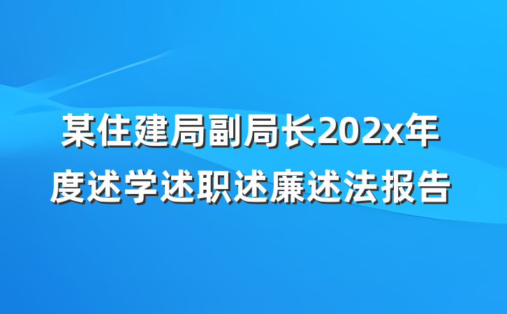 某住建局副局长202x年度述学述职述廉述法报告