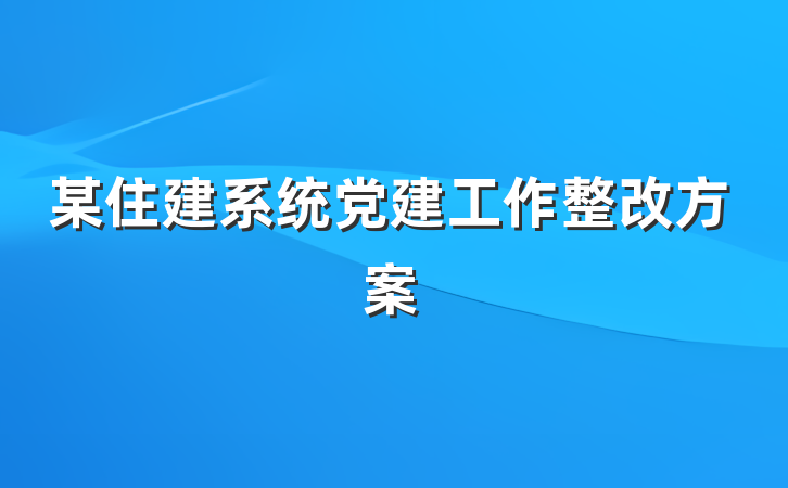 某住建系统党建工作整改方案