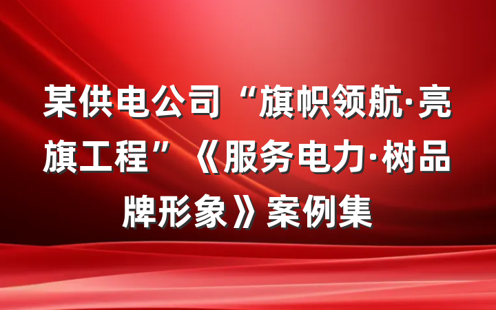 某供电公司“旗帜领航·亮旗工程”《服务电力·树品牌形象》案例集