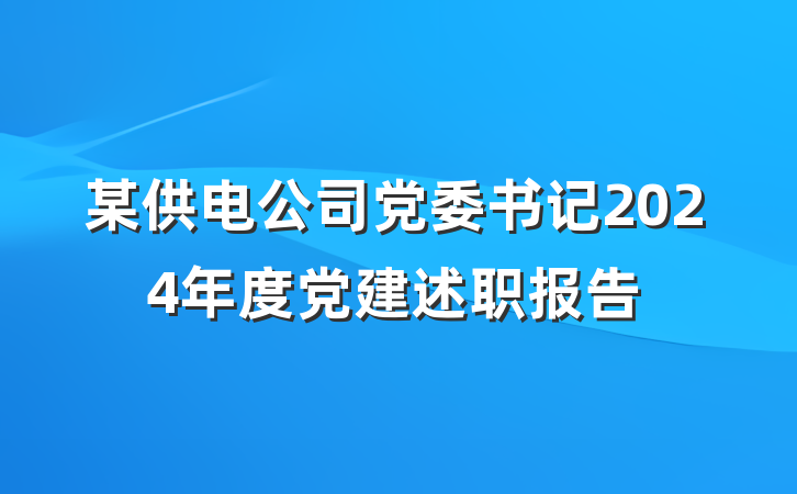 某供电公司党委书记2024年度党建述职报告