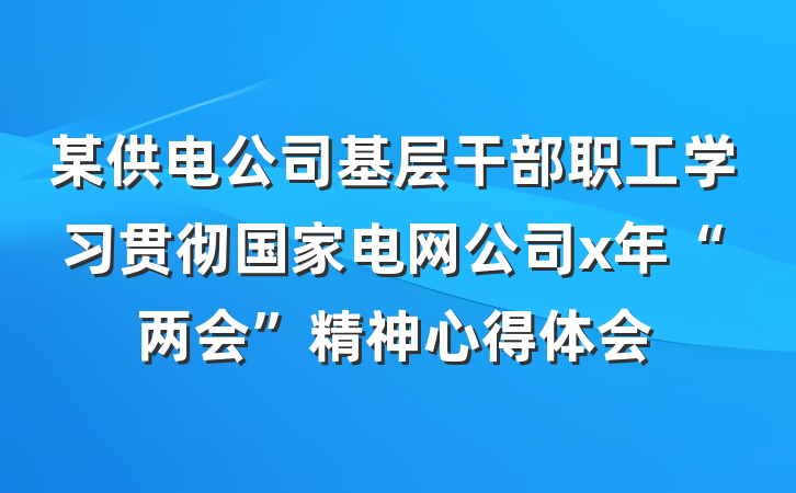 某供电公司基层干部职工学习贯彻国家电网公司x年“两会”精神心得体会