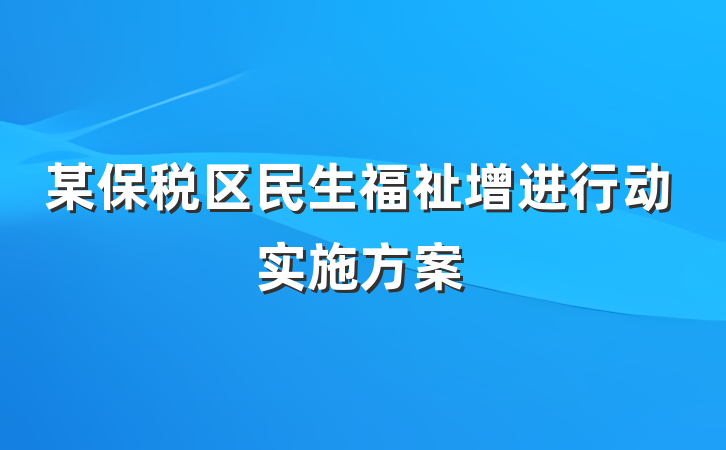 某保税区民生福祉增进行动实施方案