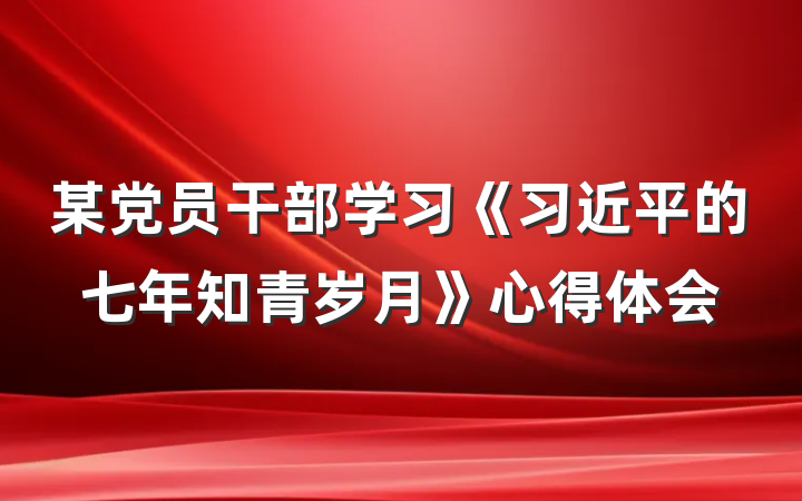 某党员干部学习《习近平的七年知青岁月》心得体会