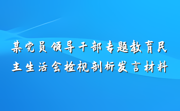 某党员领导干部专题教育民主生活会检视剖析发言材料