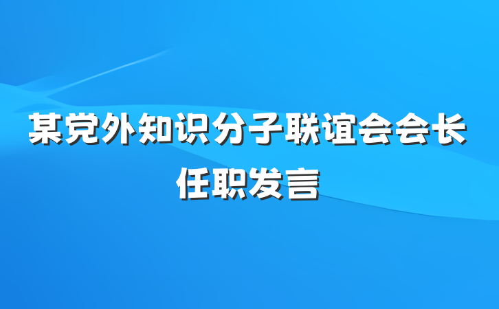 某党外知识分子联谊会会长任职发言