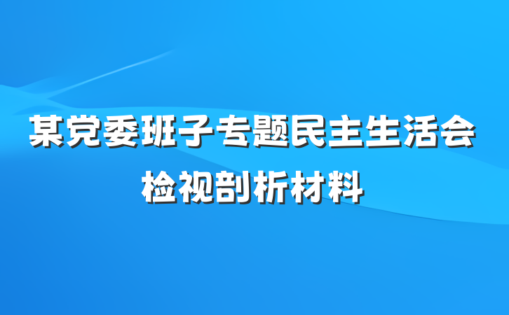 某党委班子专题民主生活会检视剖析材料