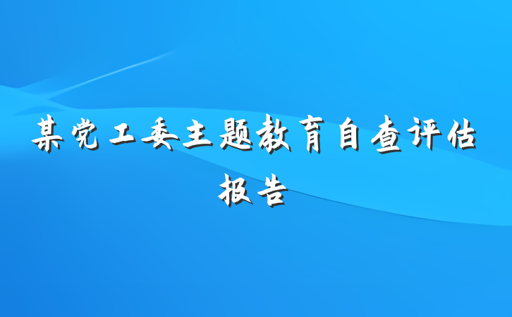 某党工委主题教育自查评估报告