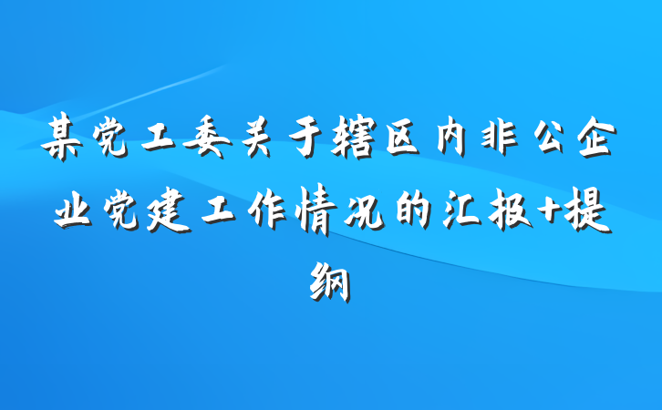 某党工委关于辖区内非公企业党建工作情况的汇报 提纲