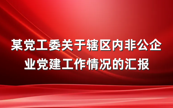 某党工委关于辖区内非公企业党建工作情况的汇报