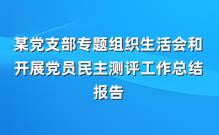 某党支部专题组织生活会和开展党员民主测评工作总结报告