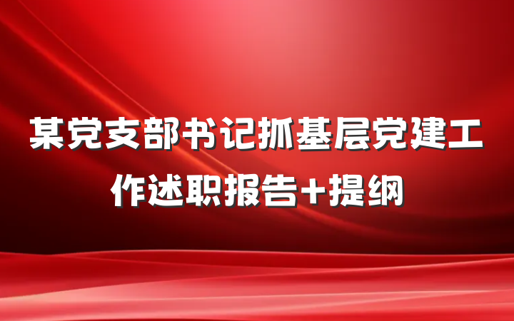 某党支部书记抓基层党建工作述职报告 提纲