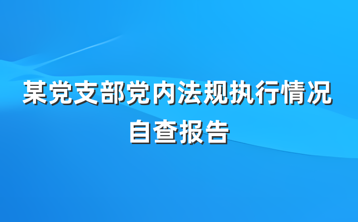 某党支部党内法规执行情况自查报告