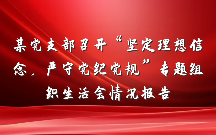 某党支部召开“坚定理想信念，严守党纪党规”专题组织生活会情况报告