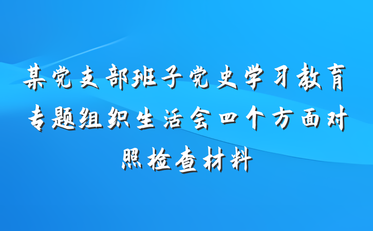 某党支部班子党史学习教育专题组织生活会四个方面对照检查材料