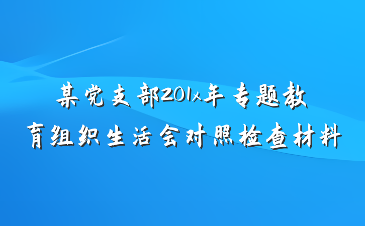 某党支部201x年专题教育组织生活会对照检查材料