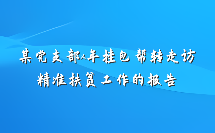 某党支部x年挂包帮转走访精准扶贫工作的报告