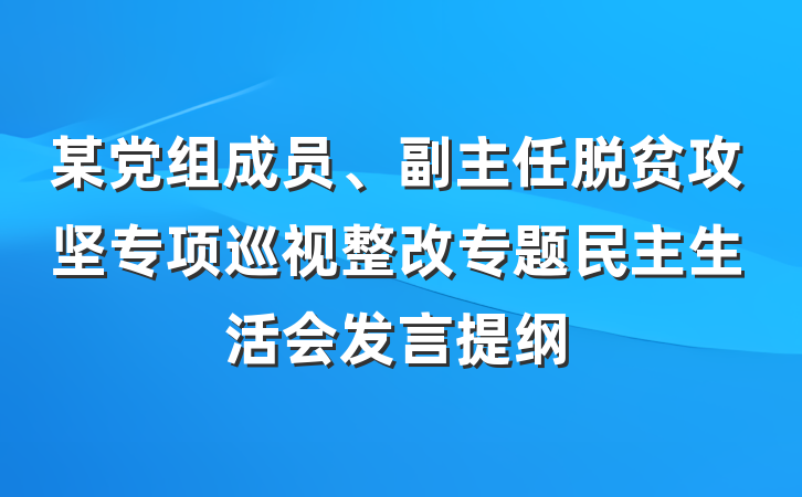 某党组成员、副主任脱贫攻坚专项巡视整改专题民主生活会发言提纲