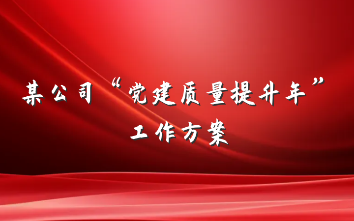 某公司“党建质量提升年”工作方案