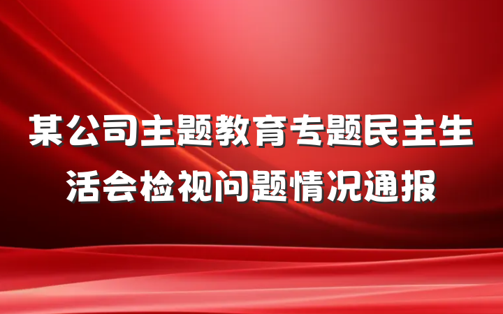 某公司主题教育专题民主生活会检视问题情况通报