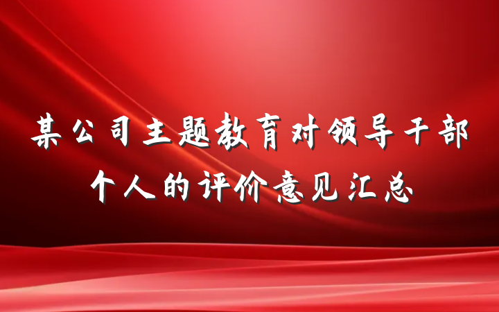某公司主题教育对领导干部个人的评价意见汇总
