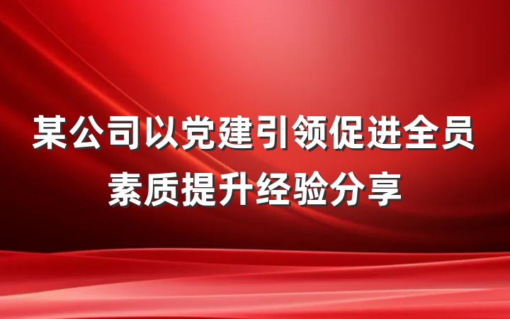 某公司以党建引领促进全员素质提升经验分享