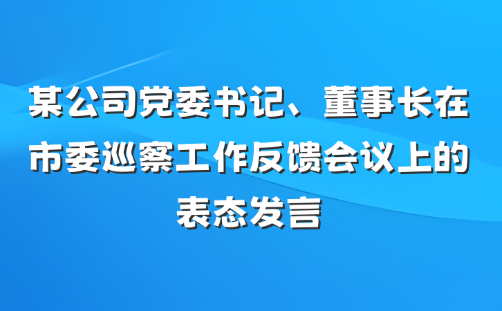 某公司党委书记、董事长在市委巡察工作反馈会议上的表态发言
