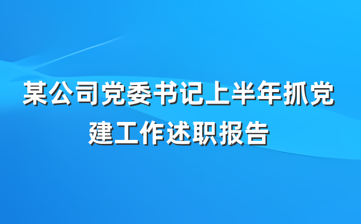 某公司党委书记上半年抓党建工作述职报告