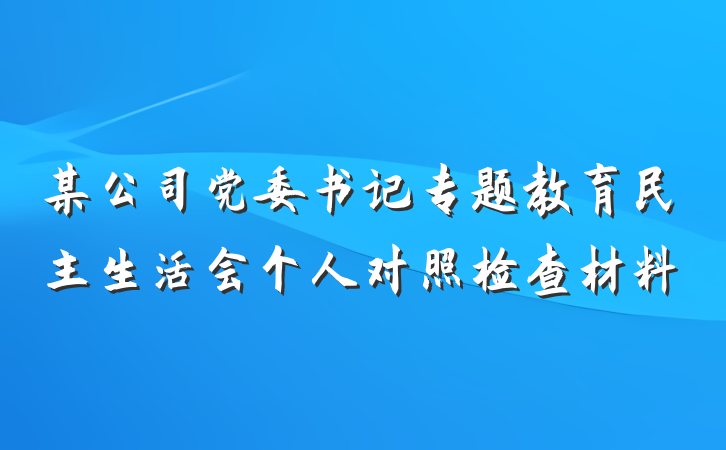 某公司党委书记专题教育民主生活会个人对照检查材料
