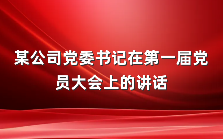 某公司党委书记在第一届党员大会上的讲话