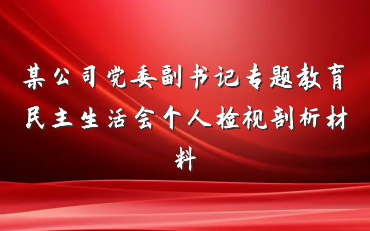 某公司党委副书记专题教育民主生活会个人检视剖析材料