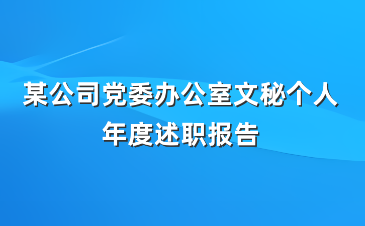 某公司党委办公室文秘个人年度述职报告