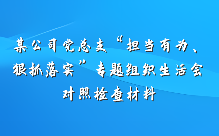 某公司党总支“担当有为、狠抓落实”专题组织生活会对照检查材料