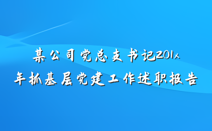 某公司党总支书记201x年抓基层党建工作述职报告
