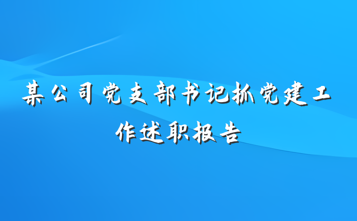 某公司党支部书记抓党建工作述职报告