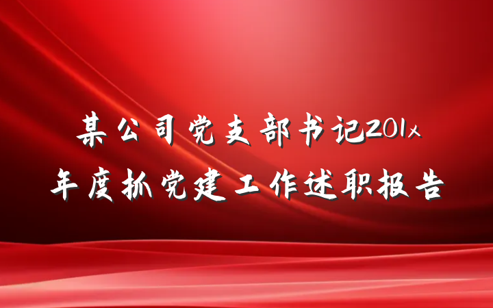 某公司党支部书记201x年度抓党建工作述职报告