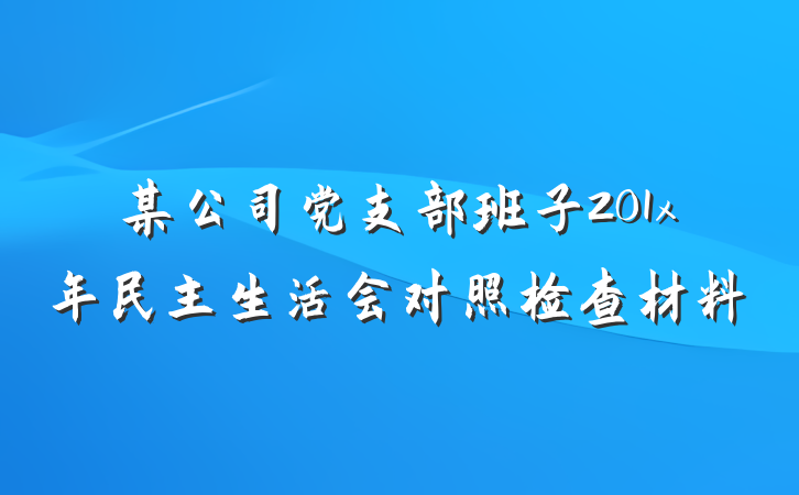 某公司党支部班子201x年民主生活会对照检查材料
