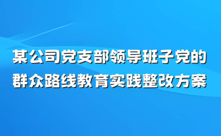 某公司党支部领导班子党的群众路线教育实践整改方案
