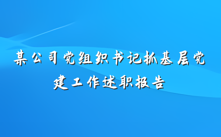 某公司党组织书记抓基层党建工作述职报告