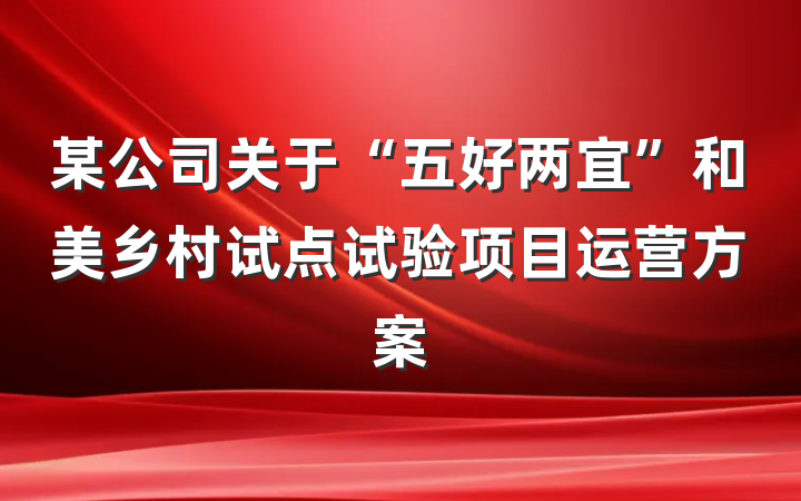 某公司关于“五好两宜”和美乡村试点试验项目运营方案