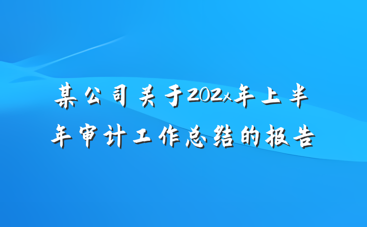 某公司关于202x年上半年审计工作总结的报告