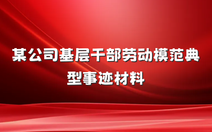 某公司基层干部劳动模范典型事迹材料