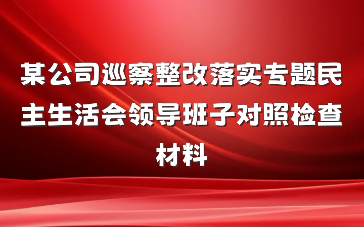 某公司巡察整改落实专题民主生活会领导班子对照检查材料