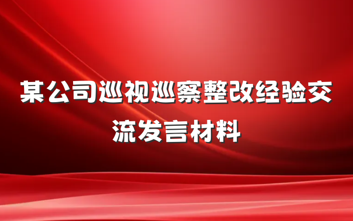 某公司巡视巡察整改经验交流发言材料