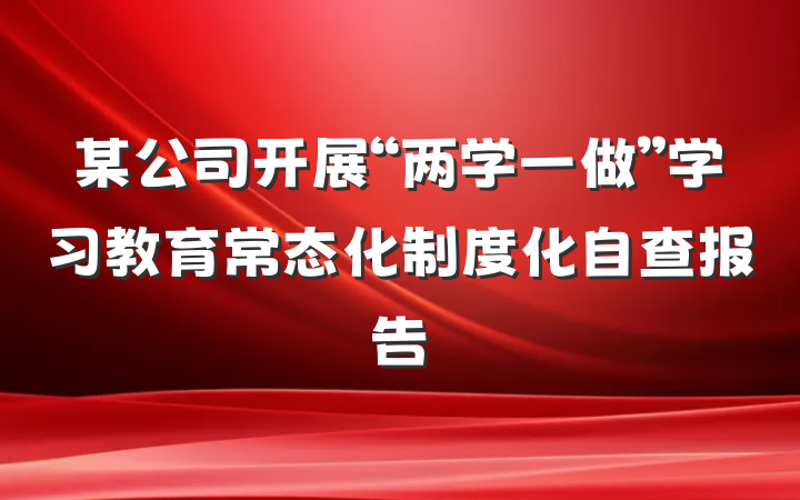 某公司开展“两学一做”学习教育常态化制度化自查报告