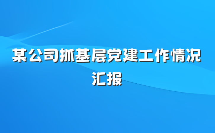 某公司抓基层党建工作情况汇报