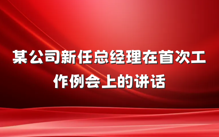 某公司新任总经理在首次工作例会上的讲话