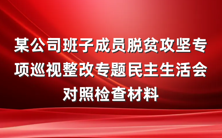 某公司班子成员脱贫攻坚专项巡视整改专题民主生活会对照检查材料
