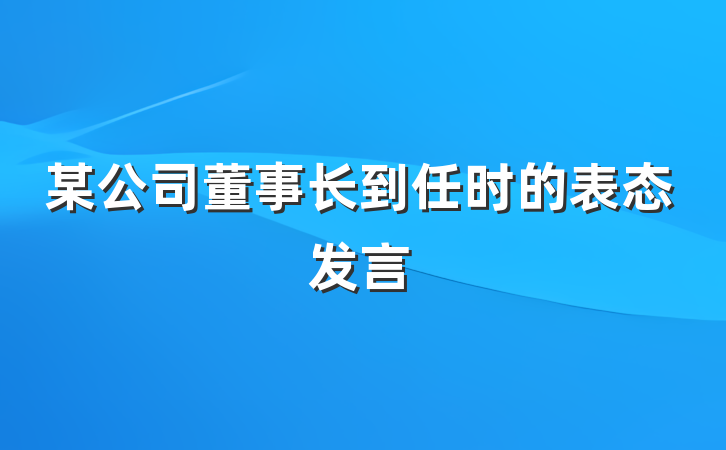 某公司董事长到任时的表态发言