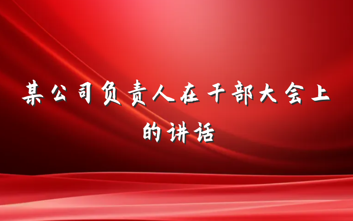 某公司负责人在干部大会上的讲话